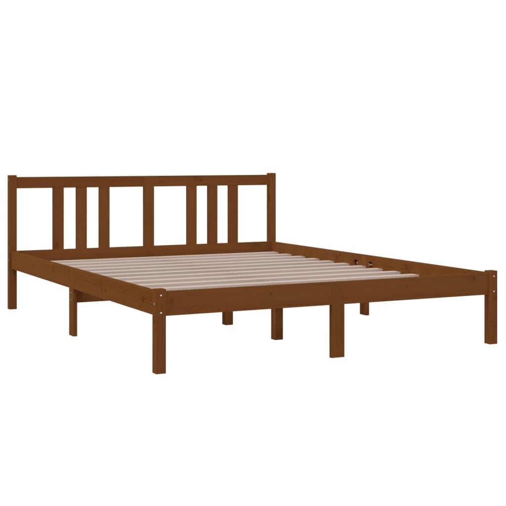 solid wood bed honey brown 150x200 cm