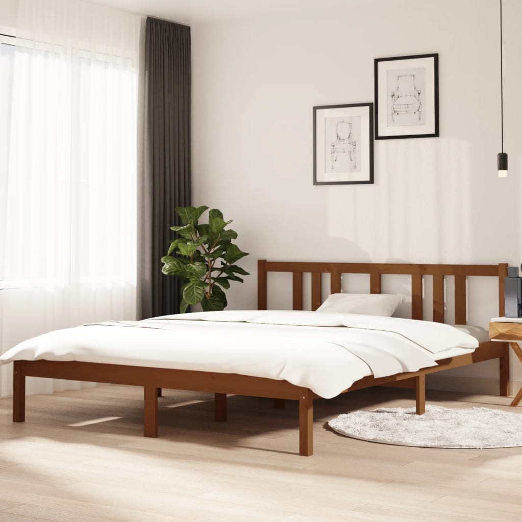 solid wood bed honey brown 150x200 cm