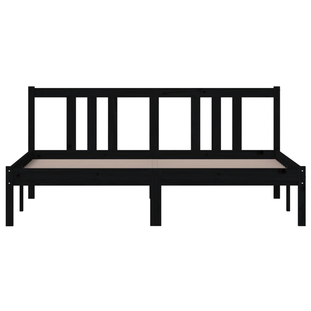 Solid wood bed black 150x200 cm