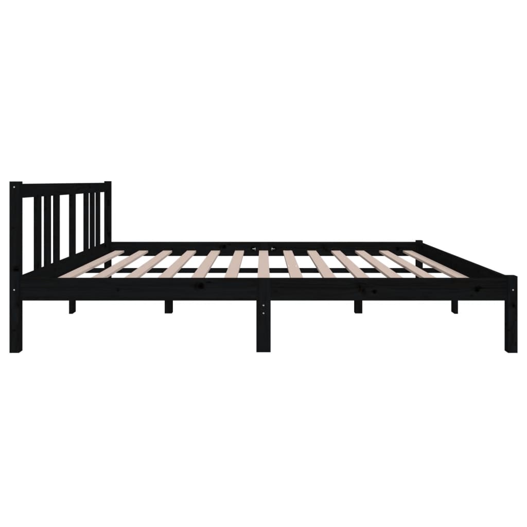 Solid wood bed black 150x200 cm