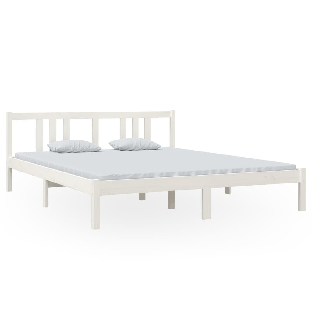 Solid Wood Bed White 160x200 cm