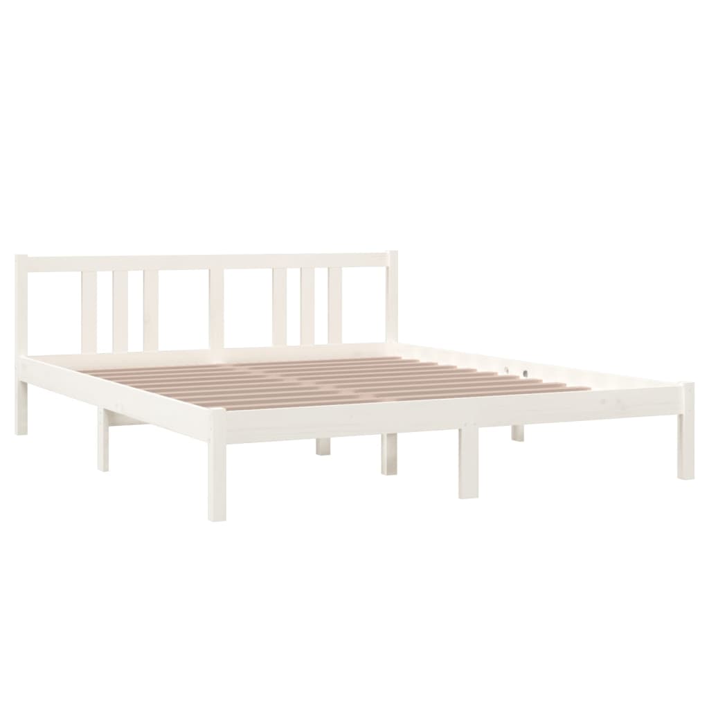 Solid Wood Bed White 160x200 cm