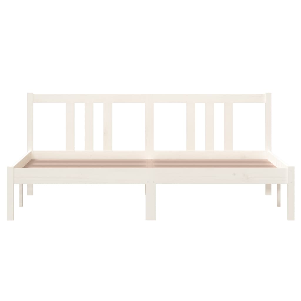 Solid Wood Bed White 160x200 cm