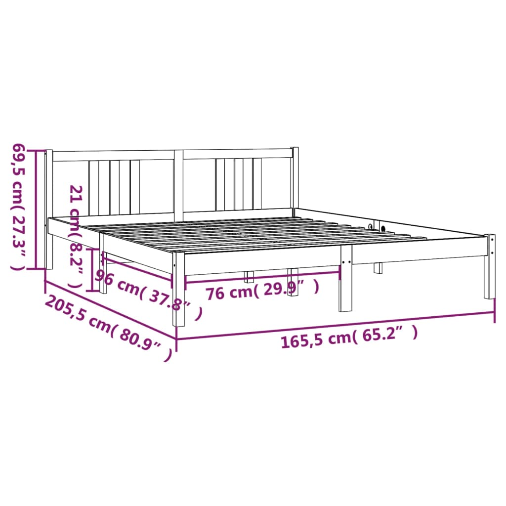 Solid Wood Bed White 160x200 cm