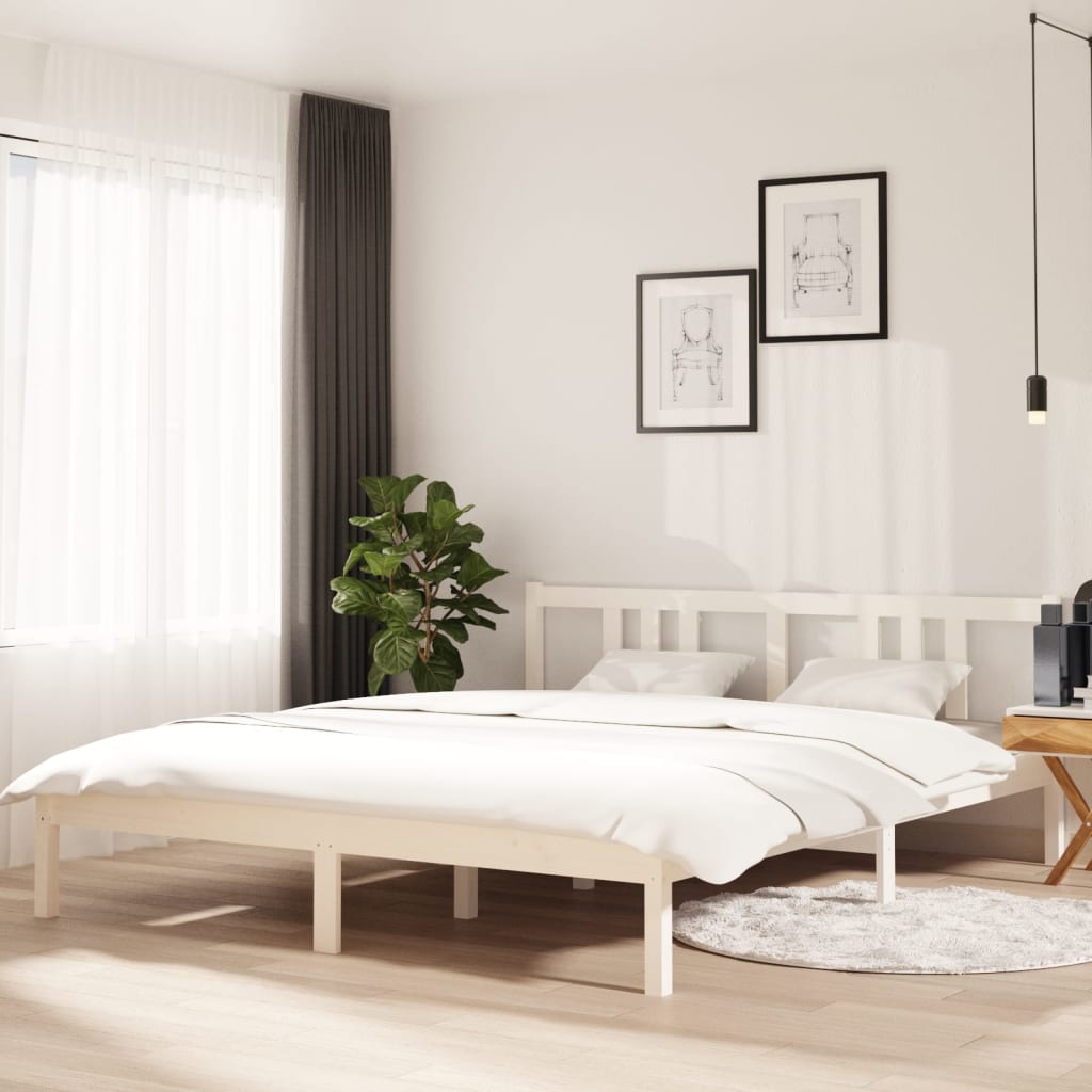 Solid Wood Bed White 160x200 cm