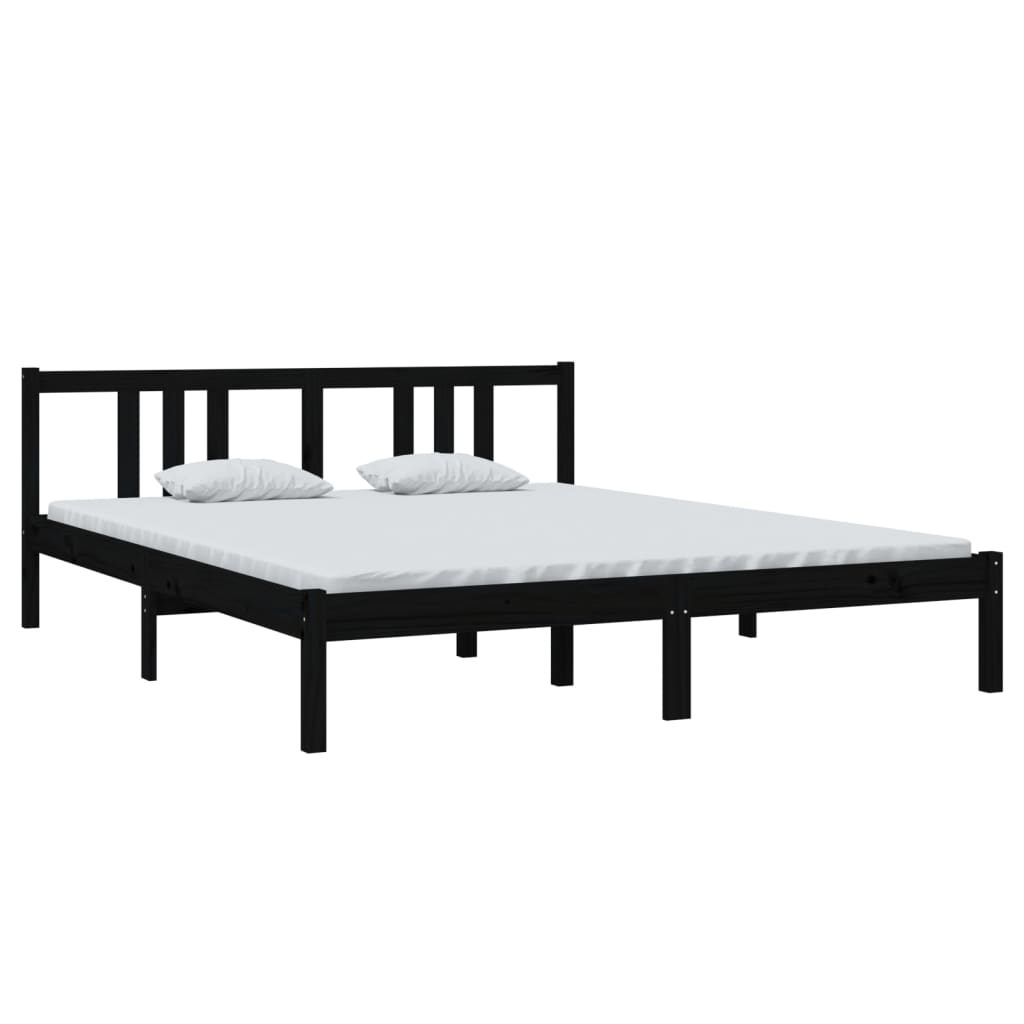 Solid Wood Bed Black 160x200 cm