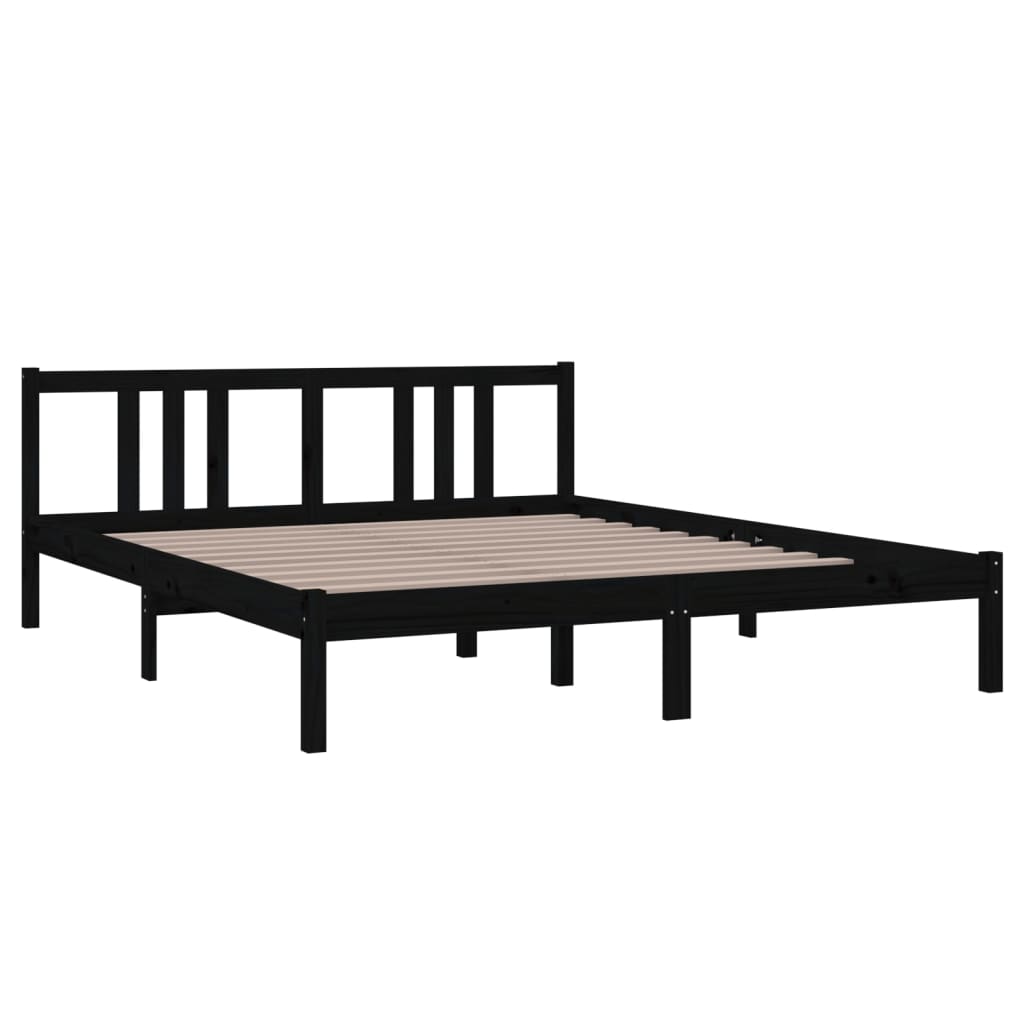 Solid Wood Bed Black 160x200 cm