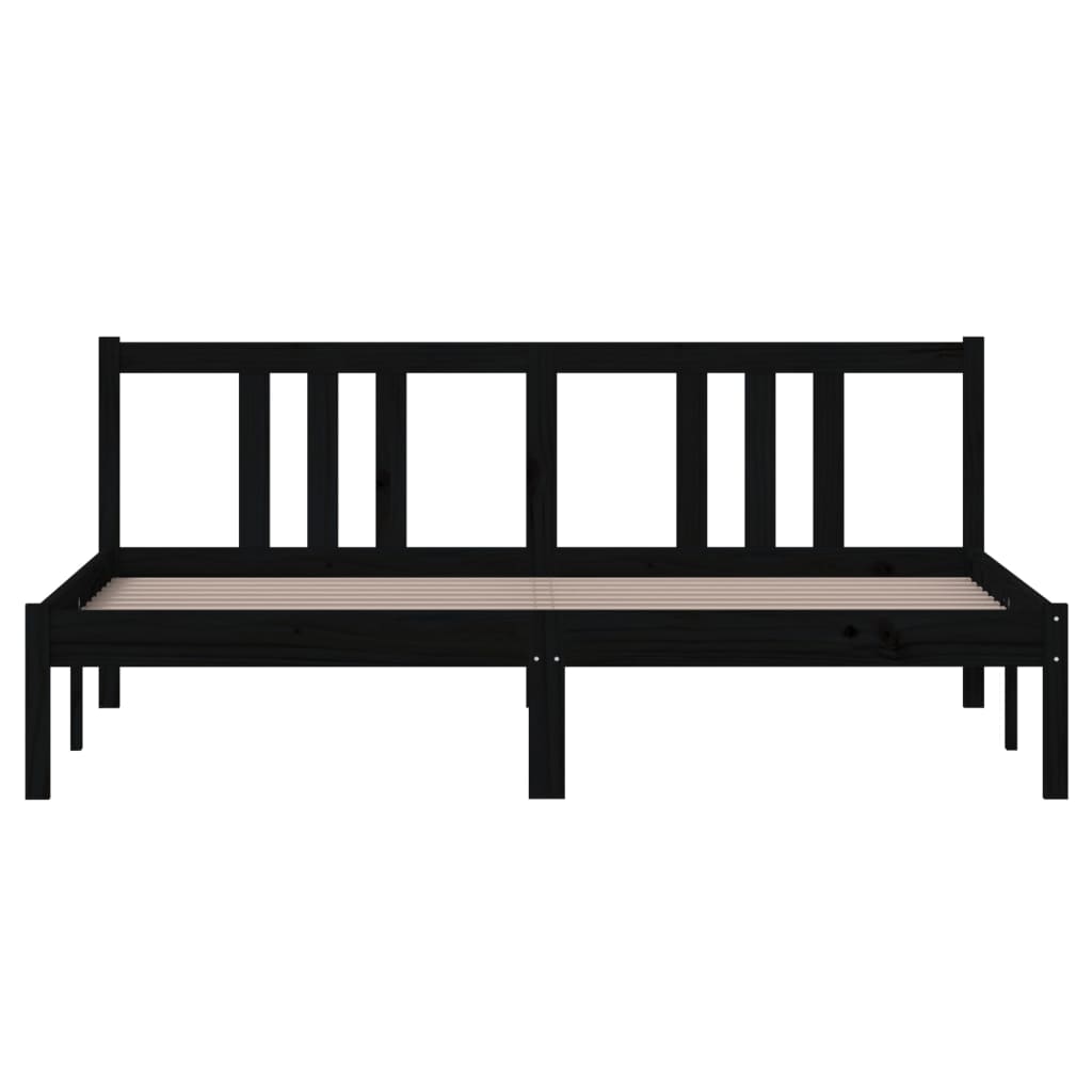 Solid Wood Bed Black 160x200 cm