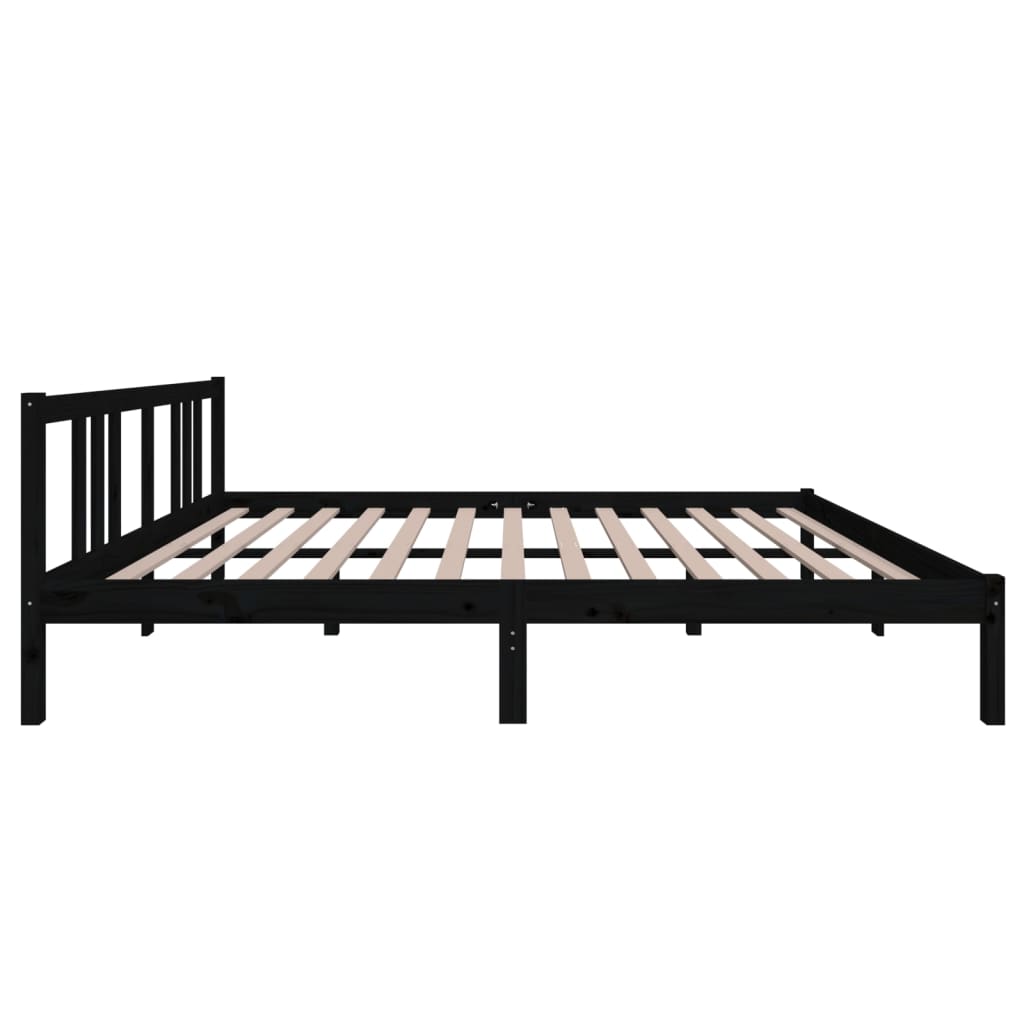 Solid Wood Bed Black 160x200 cm