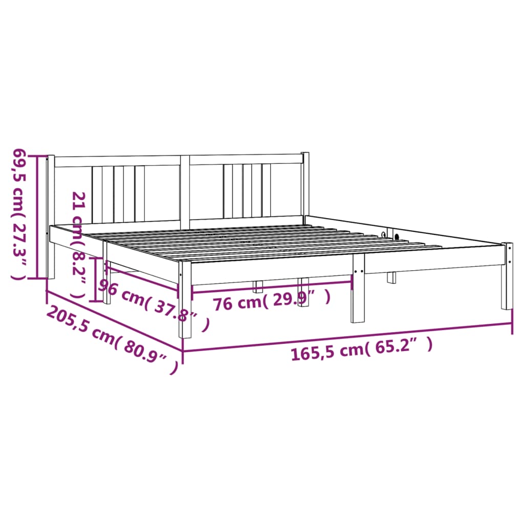 Solid Wood Bed Black 160x200 cm