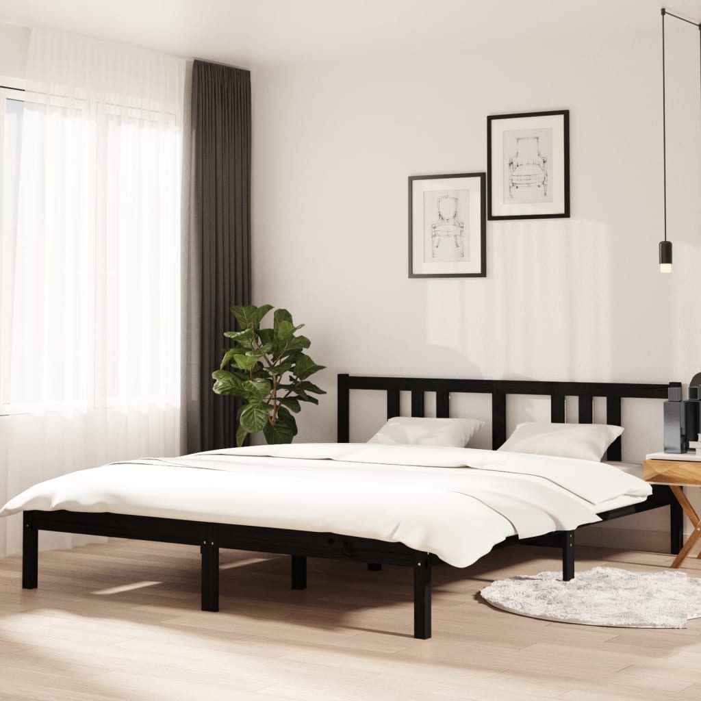 Solid Wood Bed Black 160x200 cm