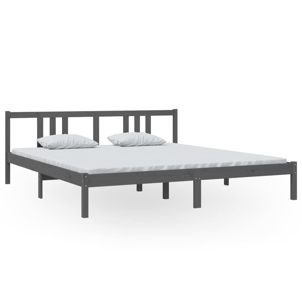 Solid wood bed gray 180x200 cm