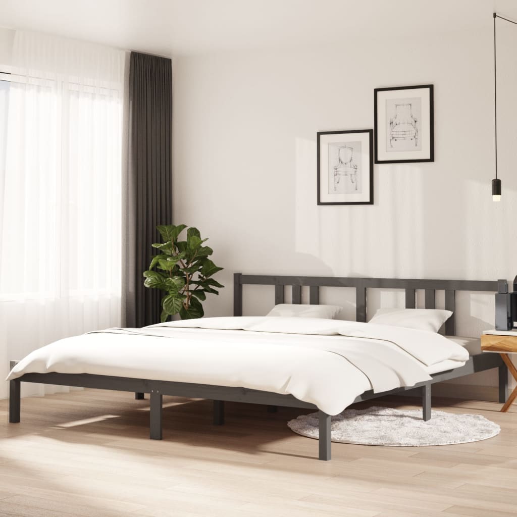 Solid wood bed gray 180x200 cm