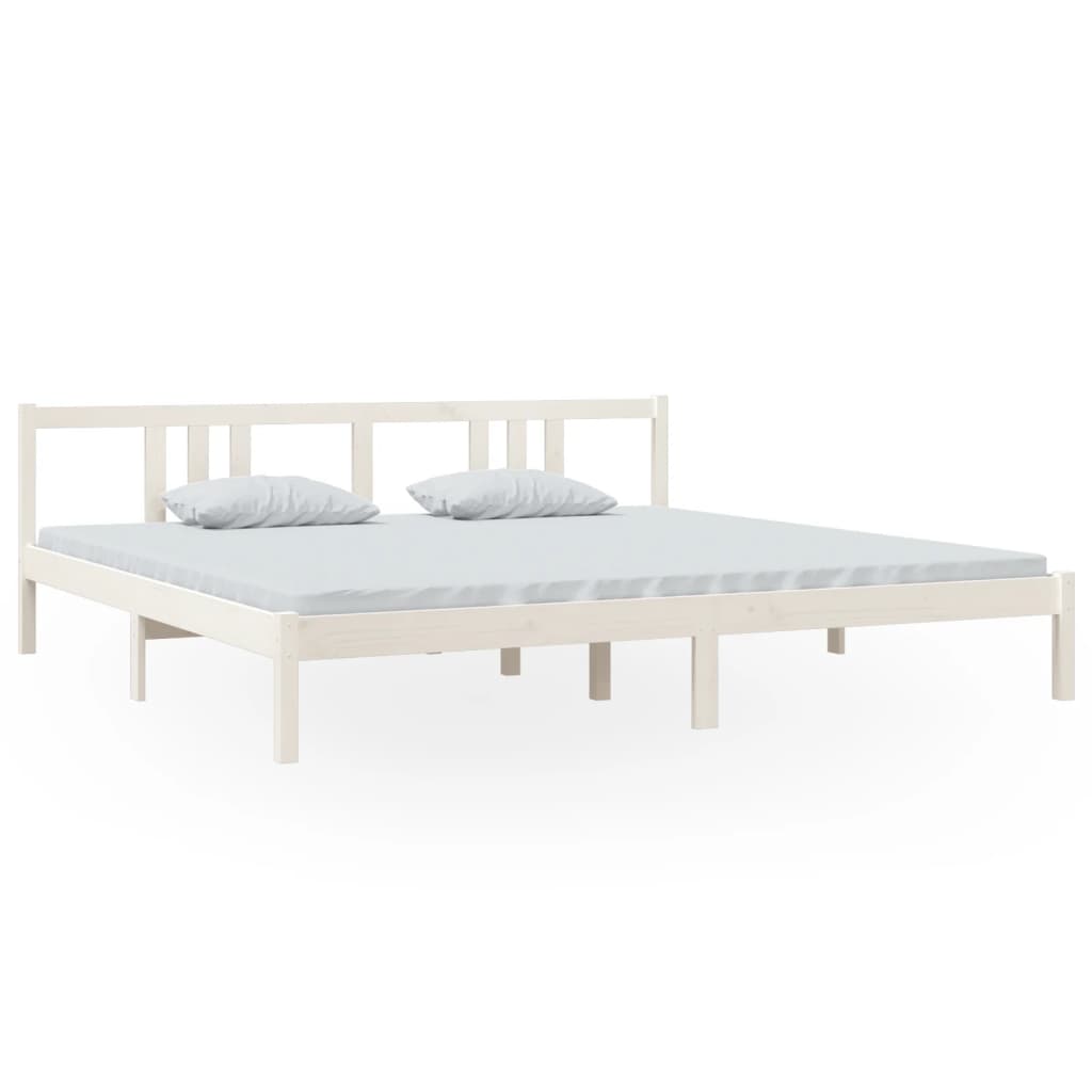 Solid Wood Bed White 200x200 cm