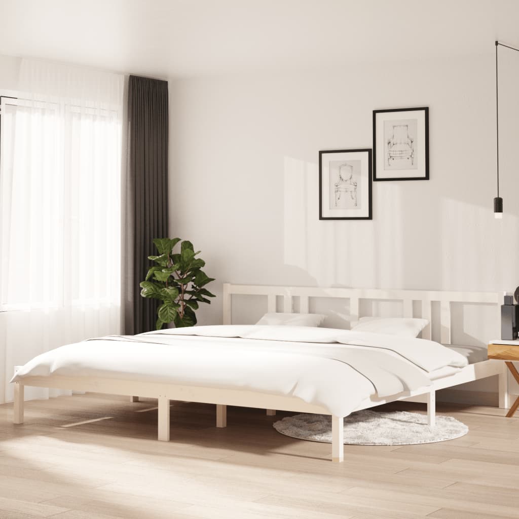 Solid Wood Bed White 200x200 cm