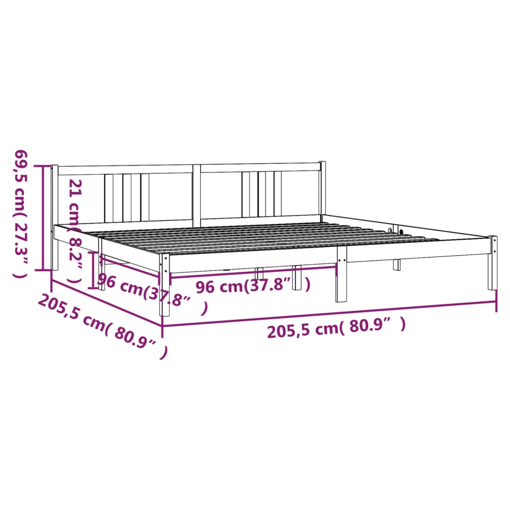 solid wood bed honey brown 200x200 cm