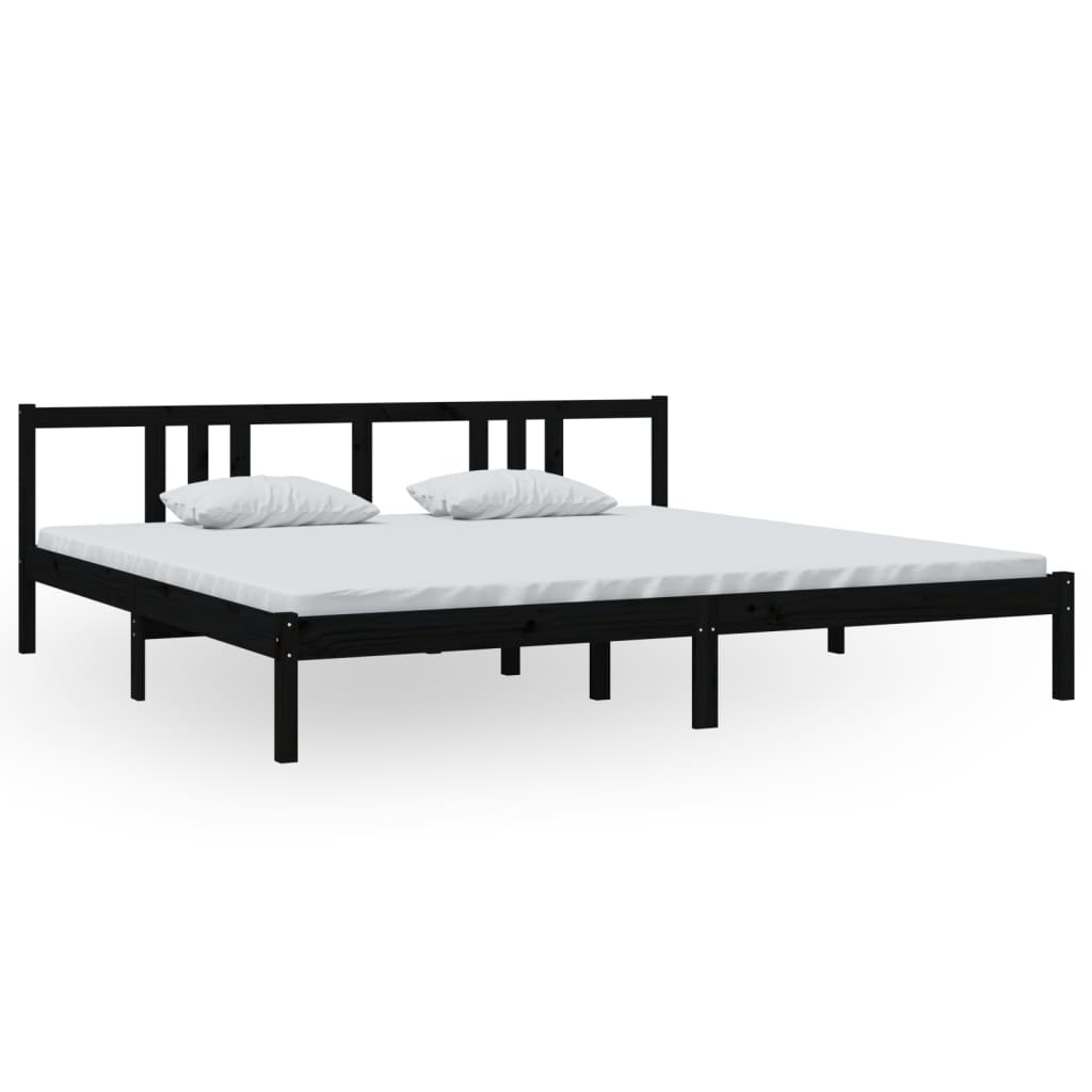 Solid wood bed black 200x200 cm