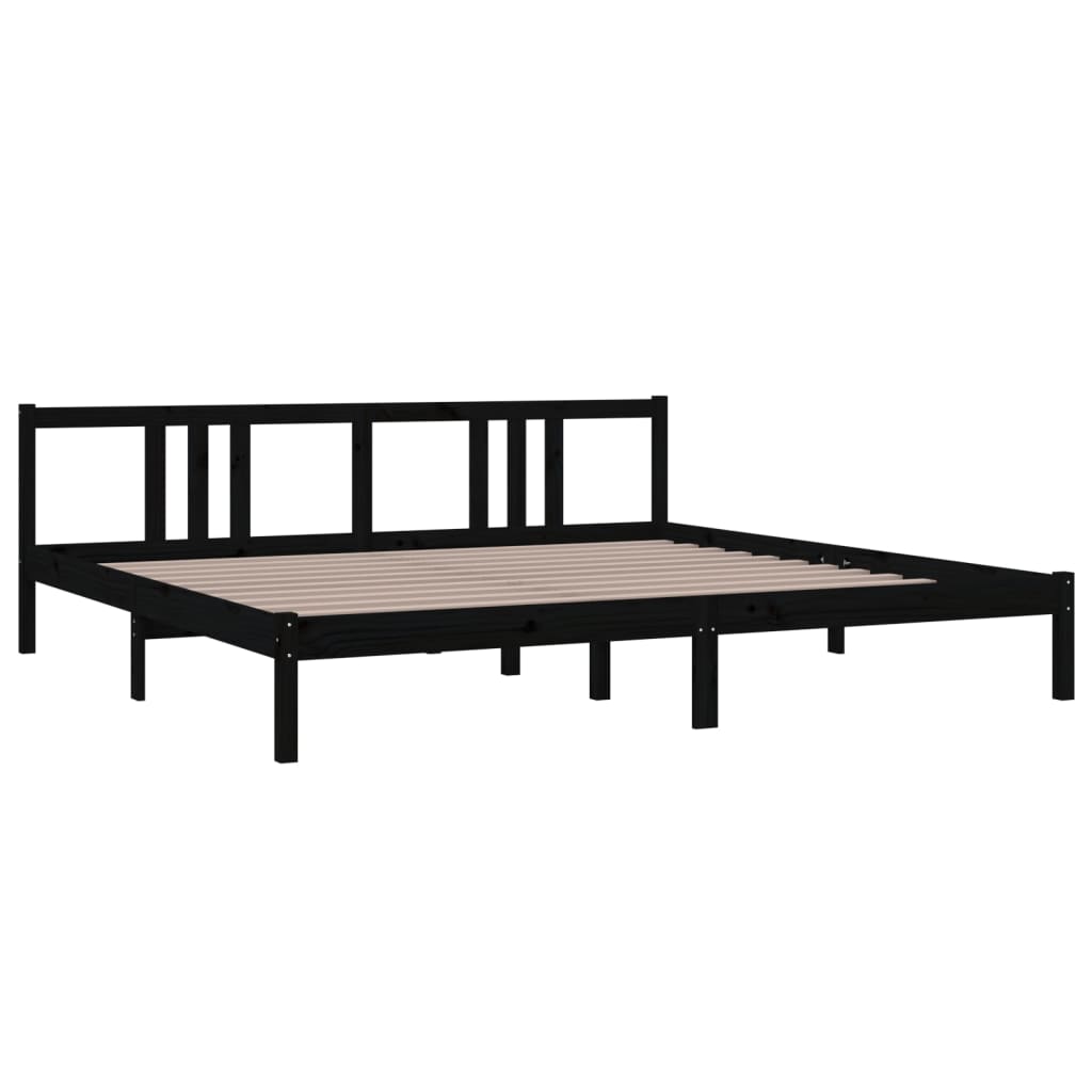 Solid wood bed black 200x200 cm