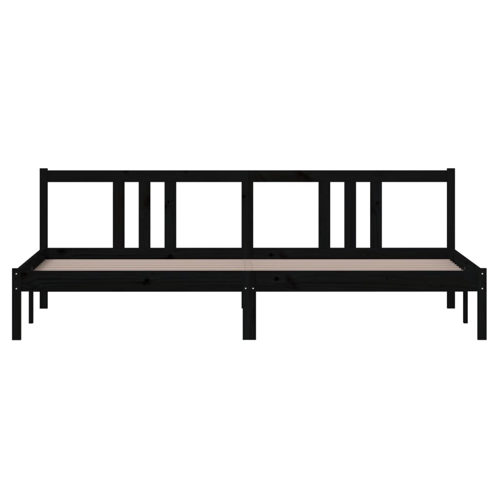 Solid wood bed black 200x200 cm