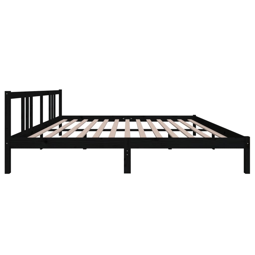 Solid wood bed black 200x200 cm