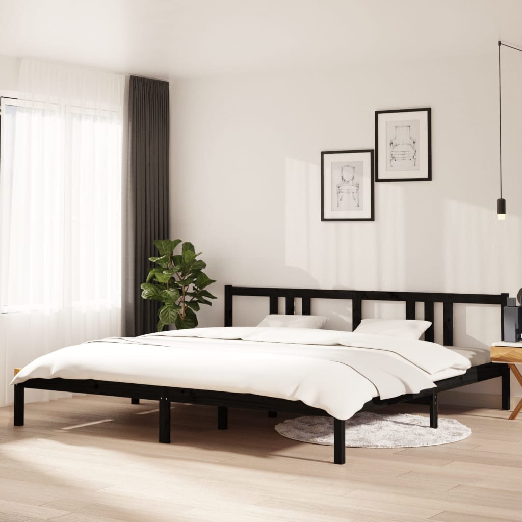 Solid wood bed black 200x200 cm