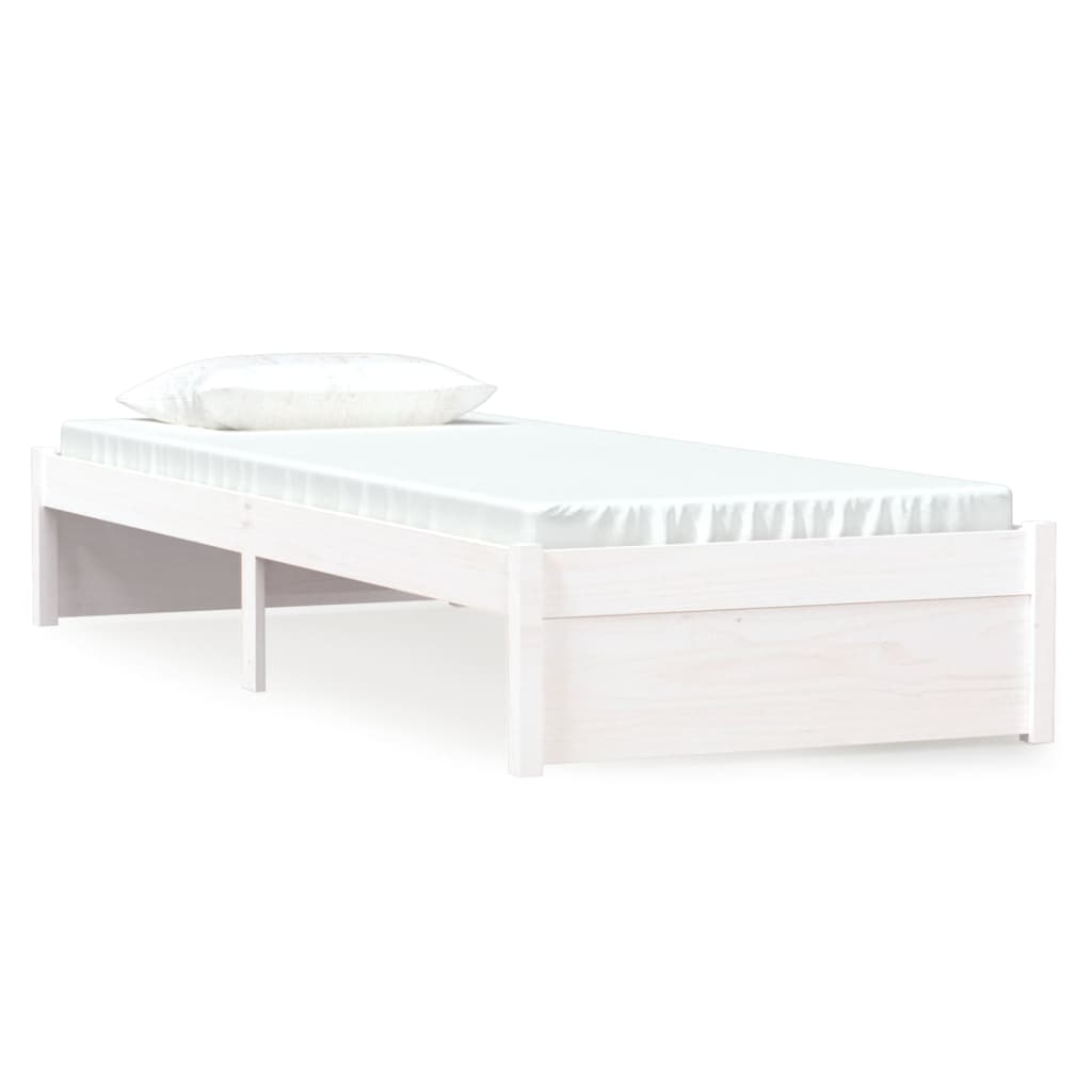 Solid wood bed without mattress white 75x190 cm