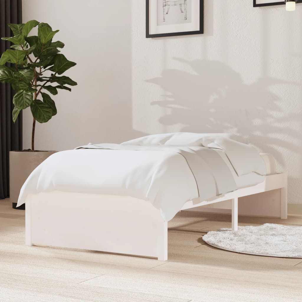 Solid wood bed without mattress white 75x190 cm