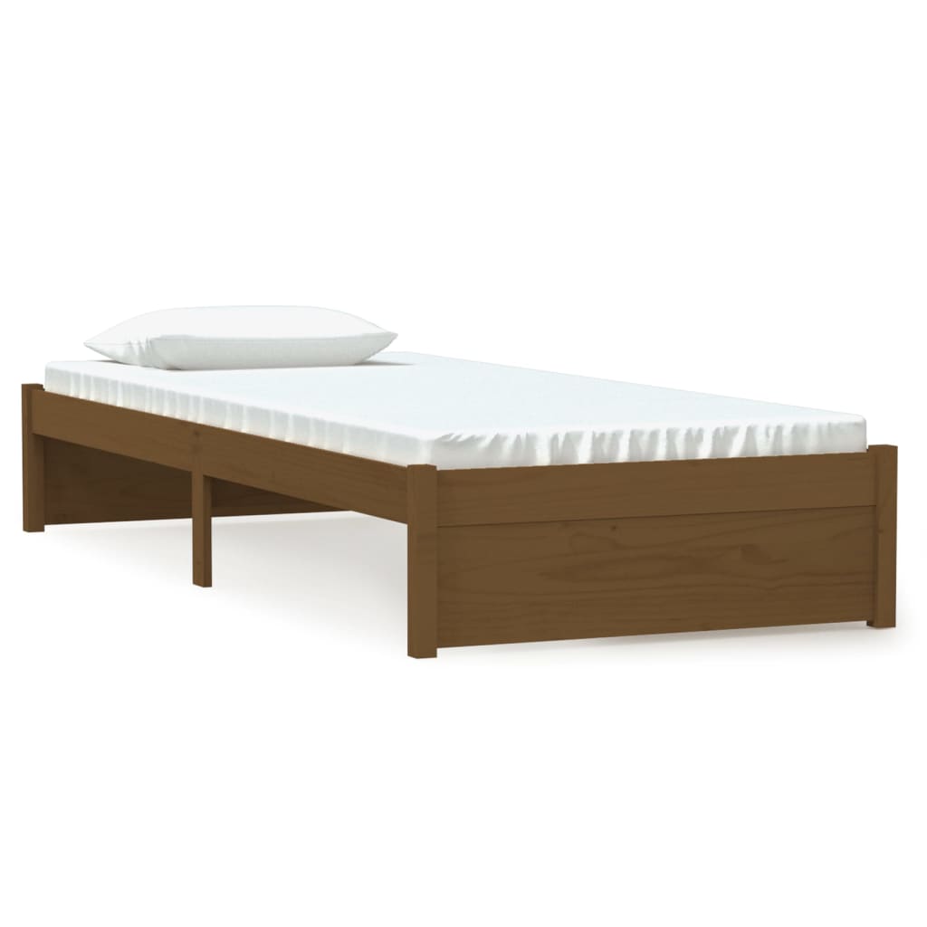 Solid wood bed without mattress honey brown 75x190 cm