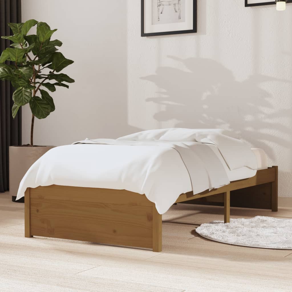 Solid wood bed without mattress honey brown 75x190 cm