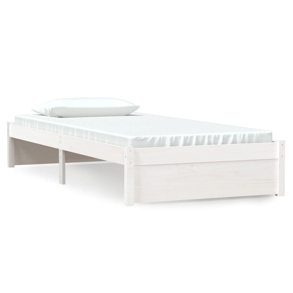 Solid Wood Bed White 90x190 cm