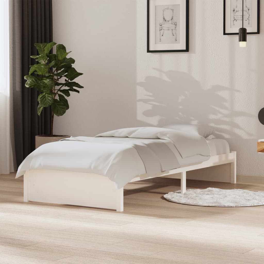 Solid Wood Bed White 90x190 cm