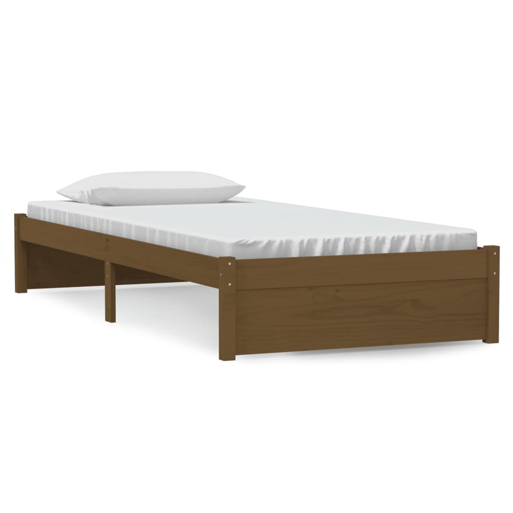 solid wood bed honey brown 90x190 cm