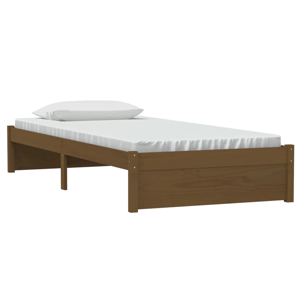 solid wood bed honey brown 90x190 cm