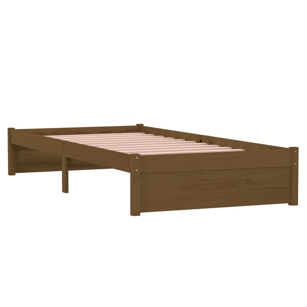 solid wood bed honey brown 90x190 cm