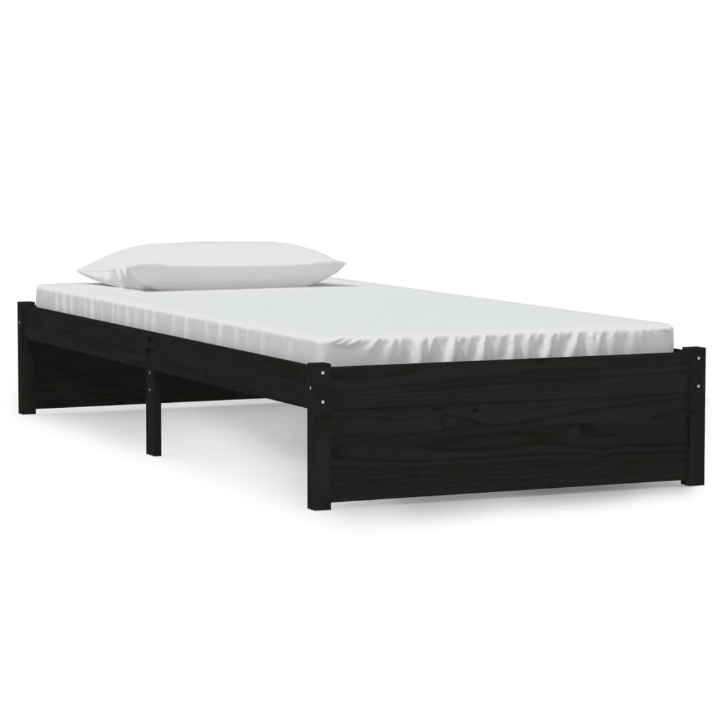 Solid wood bed black 90x190 cm