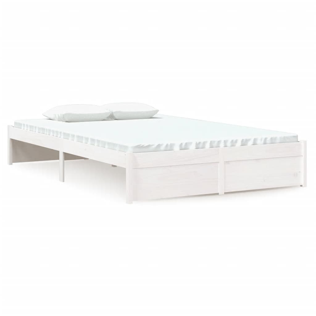 Solid Wood Bed White 120x190 cm