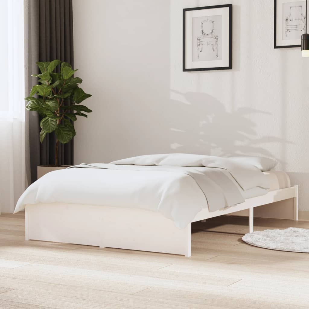 Solid Wood Bed White 120x190 cm