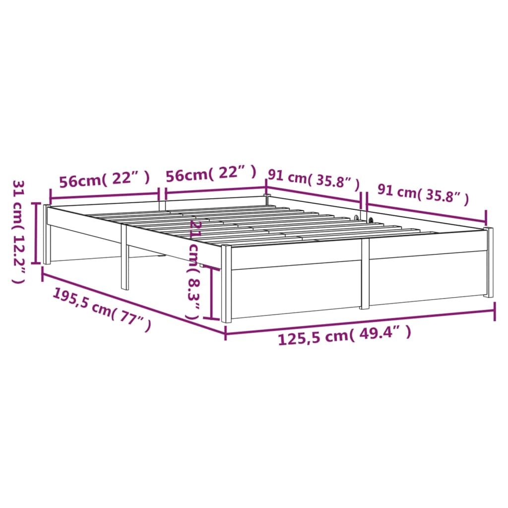 solid wood bed honey brown 120x190 cm