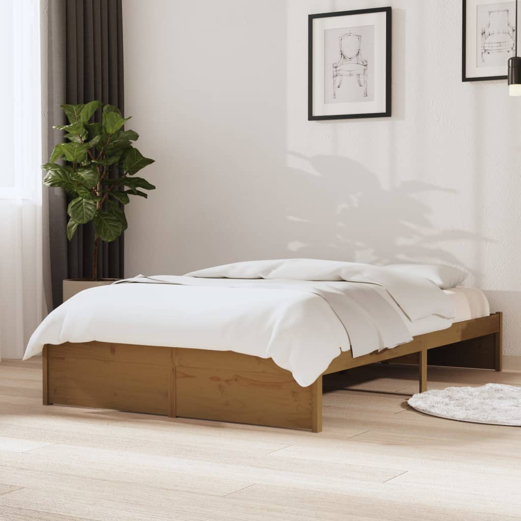 solid wood bed honey brown 120x190 cm