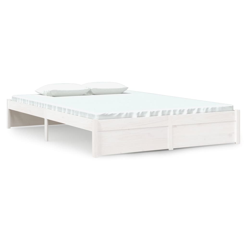 Solid Wood Bed White 135x190 cm