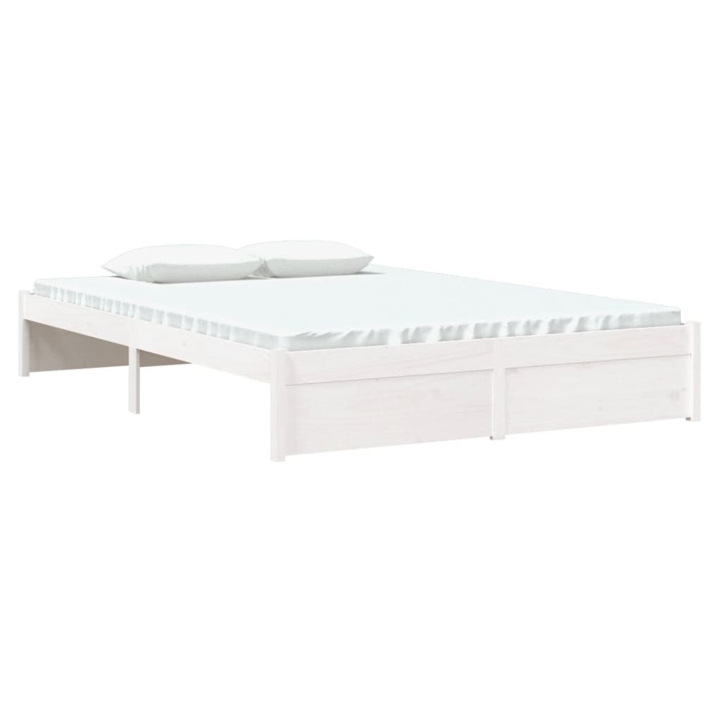 Solid Wood Bed White 135x190 cm