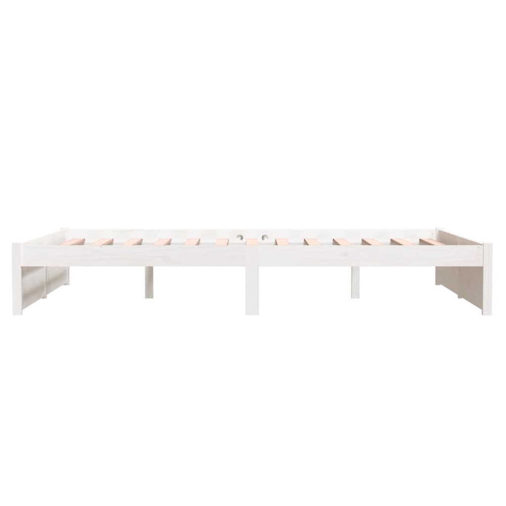 Solid Wood Bed White 135x190 cm