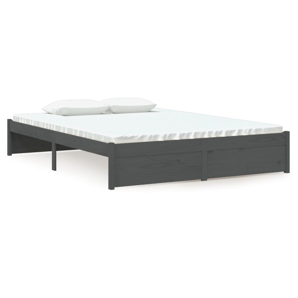 Solid wood bed gray 135x190 cm