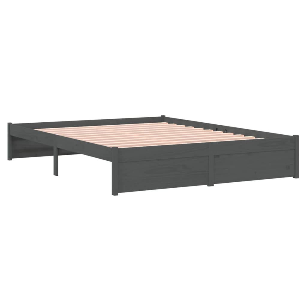 Solid wood bed gray 135x190 cm