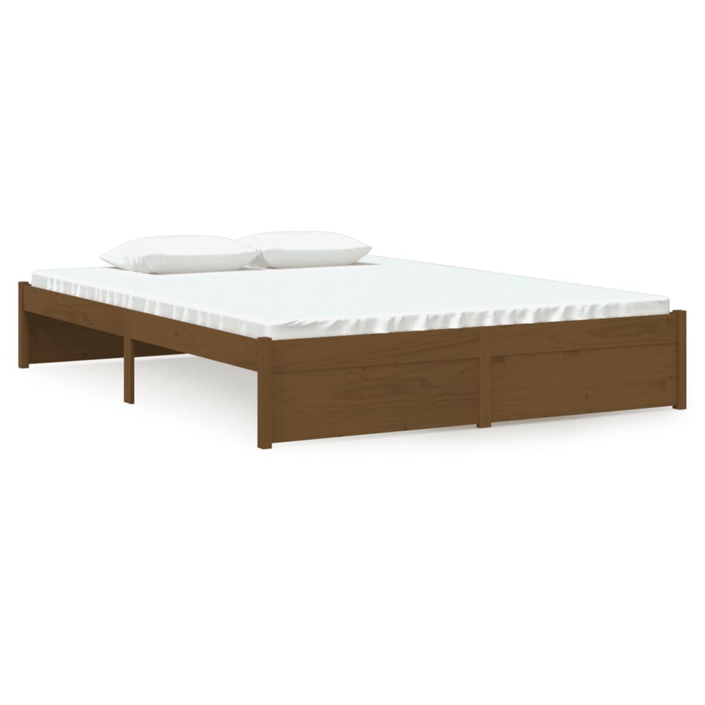 Solid wood bed honey brown 135x190 cm