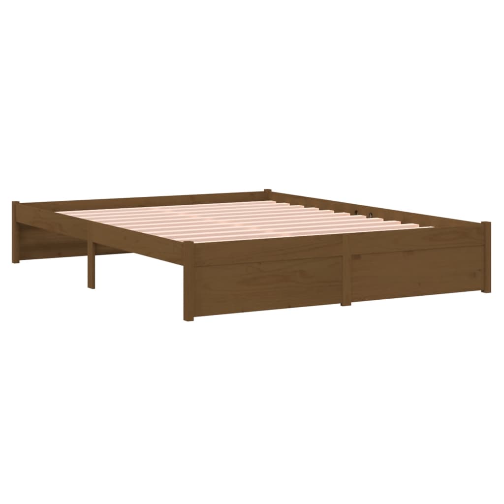 Solid wood bed honey brown 135x190 cm