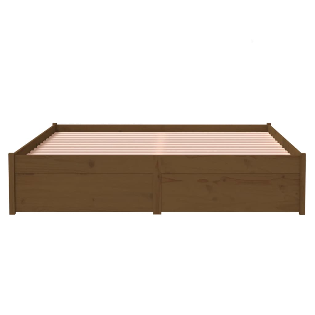 Solid wood bed honey brown 135x190 cm