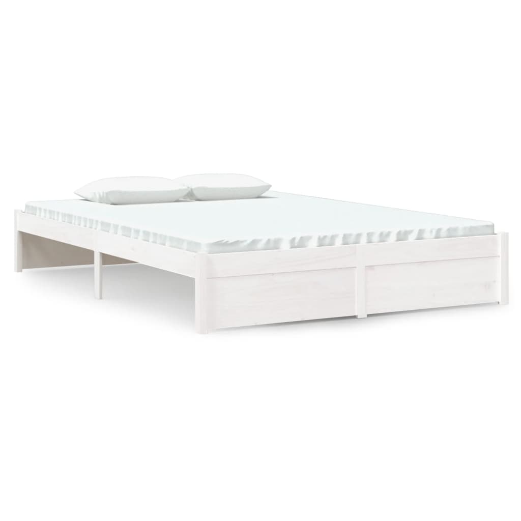 Solid Wood Bed White 140x190 cm