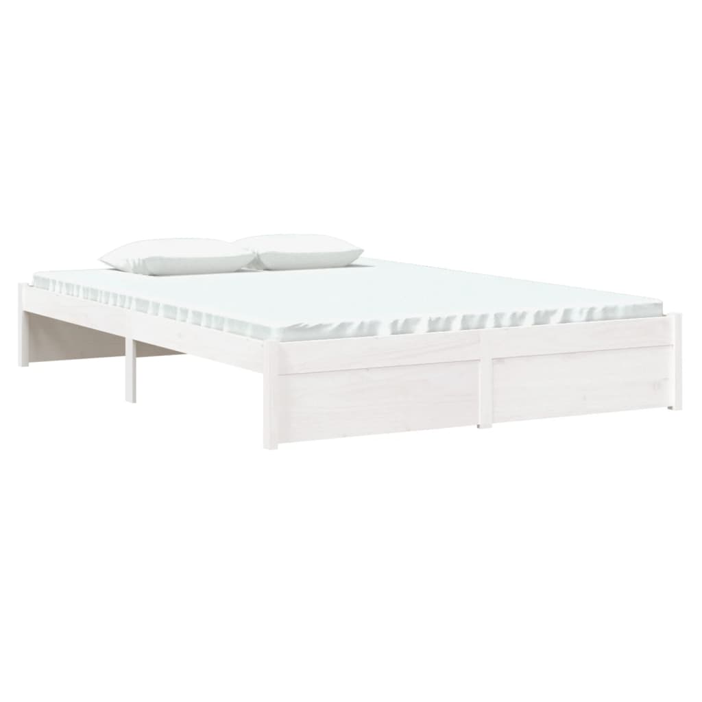 Solid Wood Bed White 140x190 cm