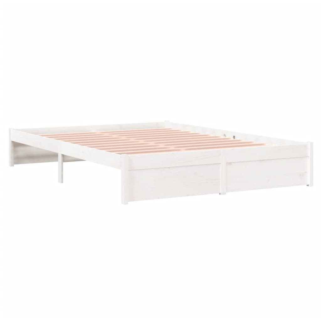 Solid Wood Bed White 140x190 cm